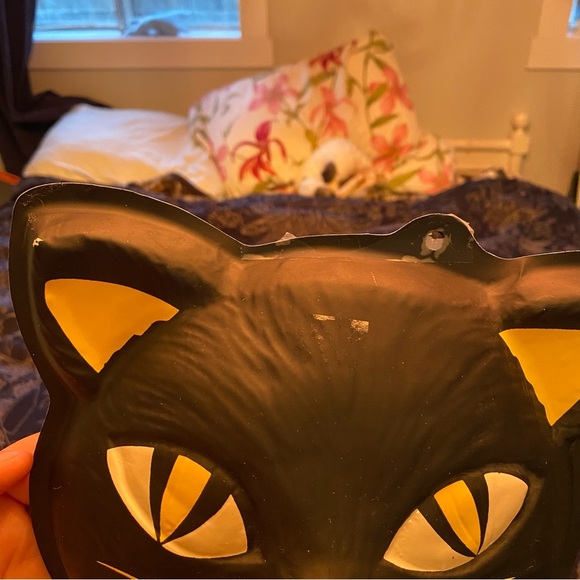 Vintage Halloween Pumpkin with Black Cats Decor plastic large - Picture 8 of 10